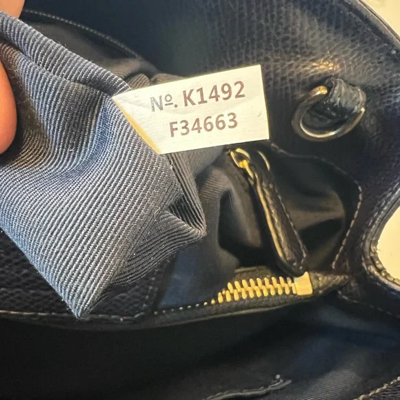 Coach Blue and Gold Leather Satchel Crossbody, with Structured Design EUC - Picture 13 of 14